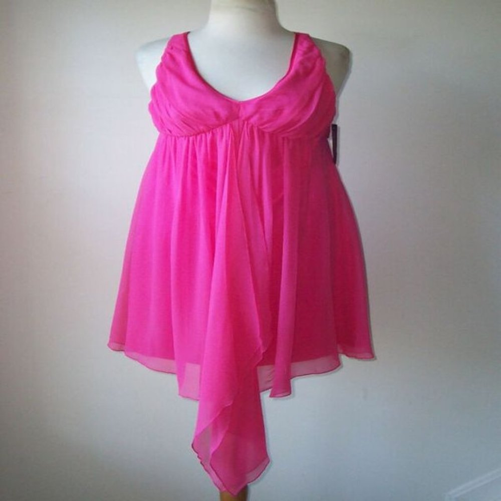 FRAY Hot Pink Silk Open Back Dress S